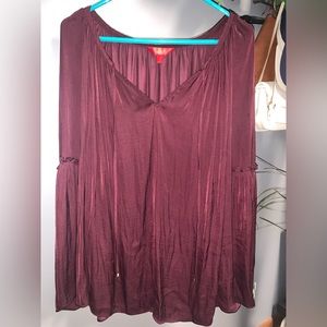 Jennifer Lopez Boho‎ Blouse Burgundy sz 1X Womens